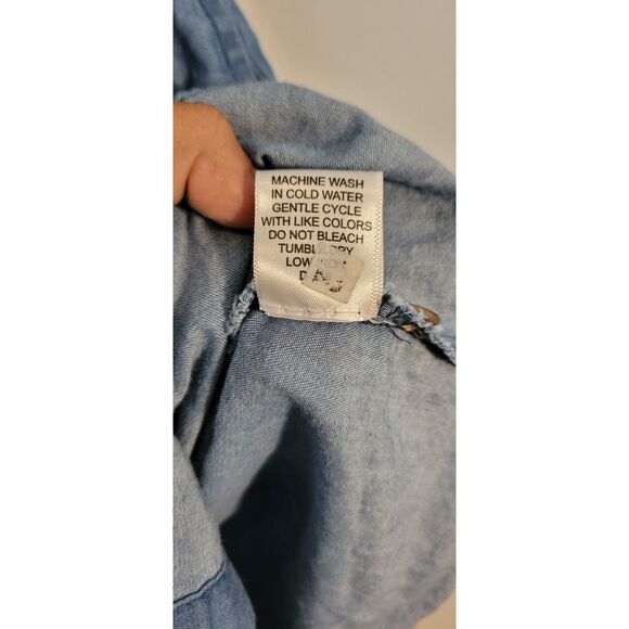Speed Limit Cotton Chambray Button Shirt Dress Women's Small Belted Pockets - Picture 7 of 9